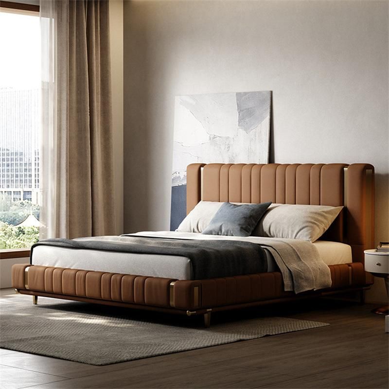 Light Luxury Modern Minimalist Double Bed Leather Bed