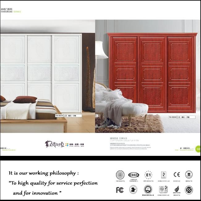 E1 Particle Board Sliding Door Wardrobe with Carving