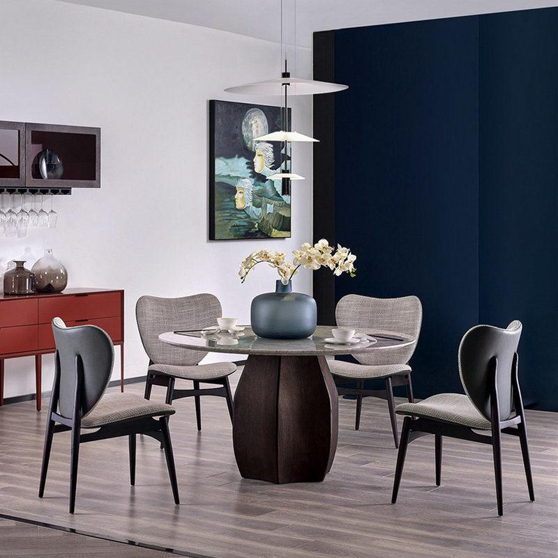 Modern Made in China Dining Room Furniture Solid Wood with Fabric and Leather Upholstery Dining Chair