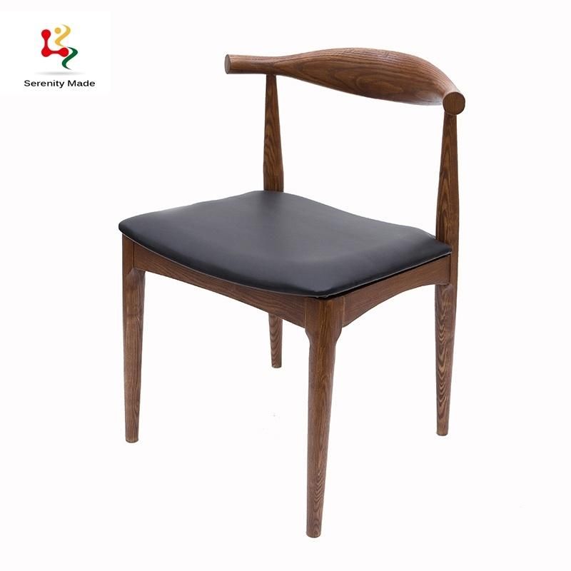 Modern Party Solid Ash Wood Dining Chair with Leather Cushion