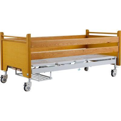 5 Function Electric Patient Bed Medical Hospital Beds for Hospital Metal Electric Control Wood Color Wood Headboard