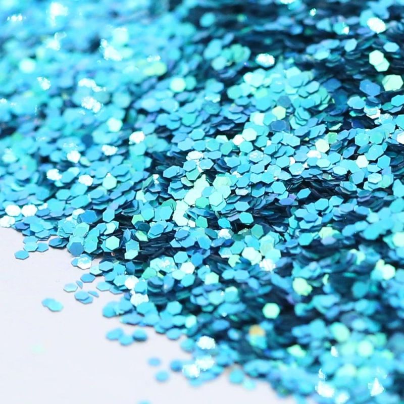 Eco-Friendly Cheap Wholesale Holographic Blue Chunky Glitter Powder for Nail Art Cosmetic