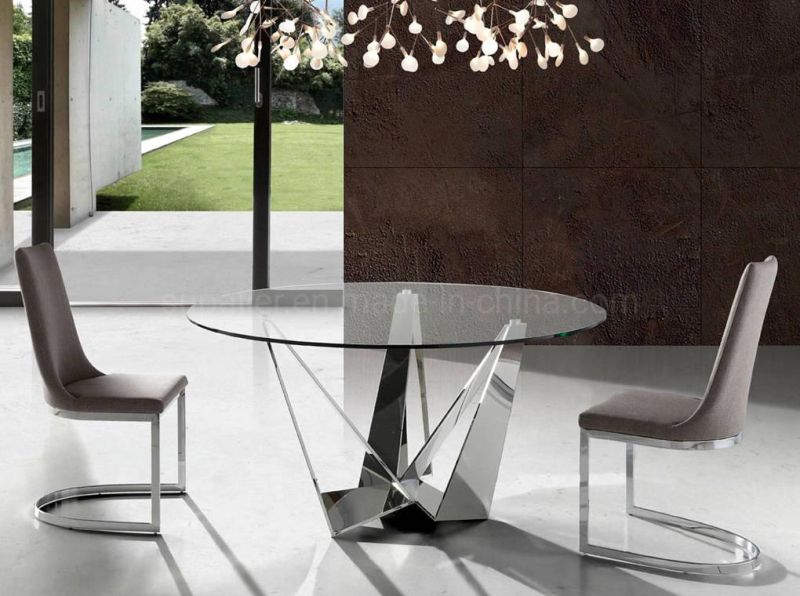 Stylish Modern Restaurant Furniture Metal Chromed Frame Velvet Dining Chairs