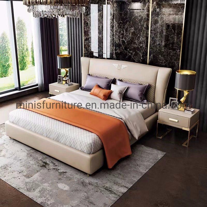 (MN-MB109) Home/Hotel Bedroom Furniture Luxury Gold Leather King/Queen Bed