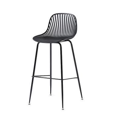 Outdoor Home Bar Furniture Metal Leg Plastic Dining Stool Chair for Kitchen Living Room