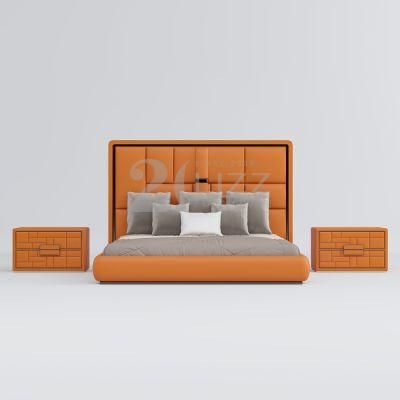 2022 European New Design Home Living Room Bedroom Wooden Furniture Luxury Leather King Size Bed