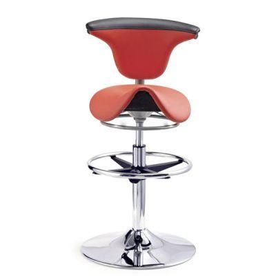 High Bar Stool Adjustable Saddle Seat Chair with Footring