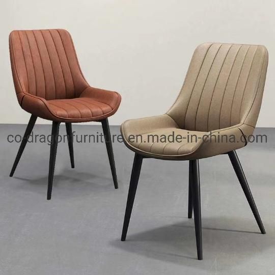 Fashion Design Home Furniture Leather Dining Chairs with Metal Legs