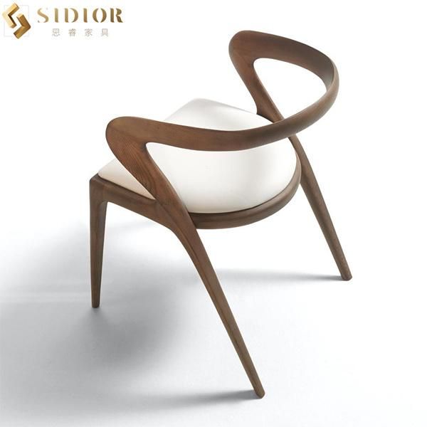 High Foam Fabric Modern Low Back Solid Wood Dining Chairs for Hotel