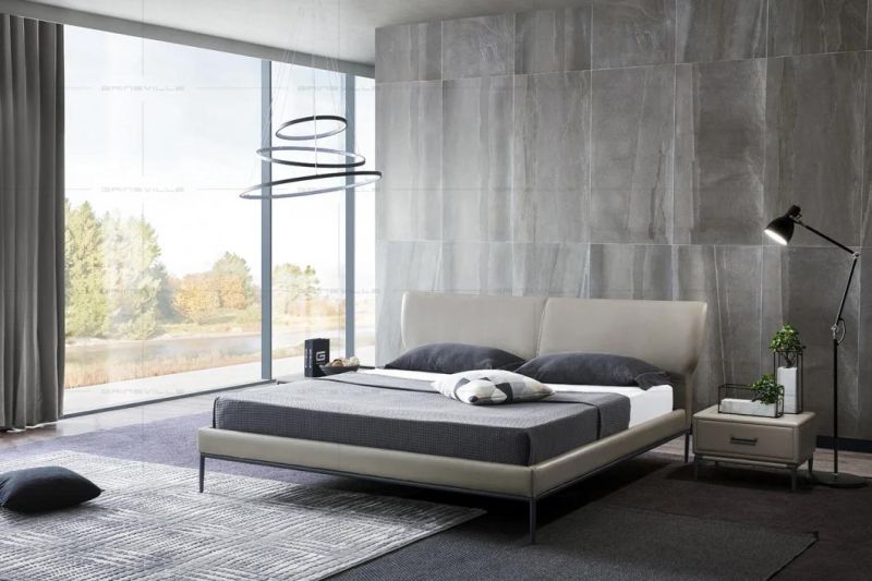 Hot Sale Modern King Bed Queen Bed American Import Leather Bed Wall Bed Gc1729