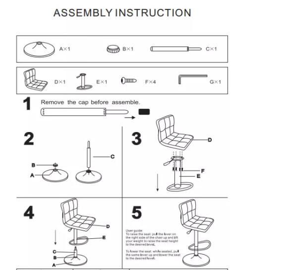 Modern Hotel PU Leather Adjustable Promotional Bar Chair