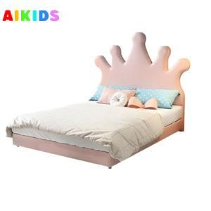 Nordic Simple Pink Princess Leather Bed Children Guardrail Slide Bed