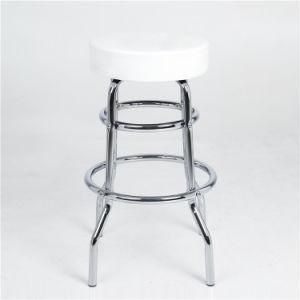 Wholesale PU Cover Bar Chair Stools White Two Ring Cheap Metal Bar Stool