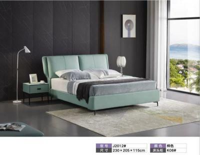 Nordic Style Modern Wooden Home Hotel Bedroom Furniture Bedroom Set Wall Sofa Double Bed Leather King Bed (UL-BEJ2012)