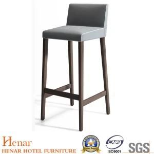 Customized 26 Inch Bar Stools with Leather Cushion and Wooden Base