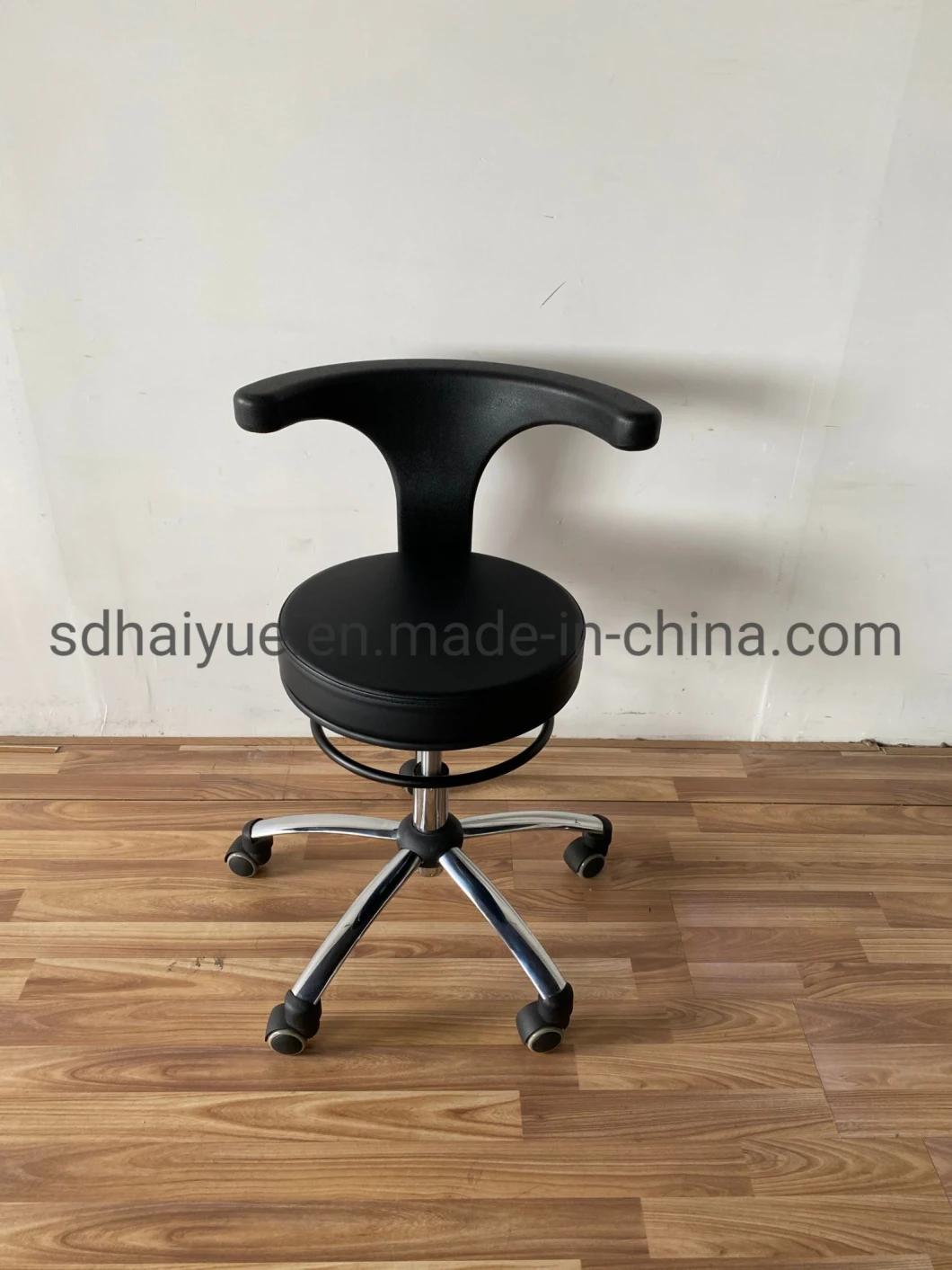 Classical Round Seat Medical Chair Dental Assistant Stool Backrest 360 Degree Rolling