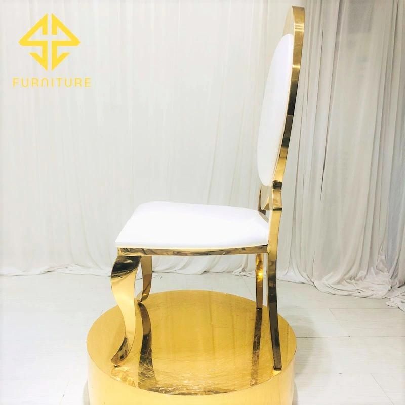 Contemporary Style Stainless Steel Golde Dining Chair with Leather Seat