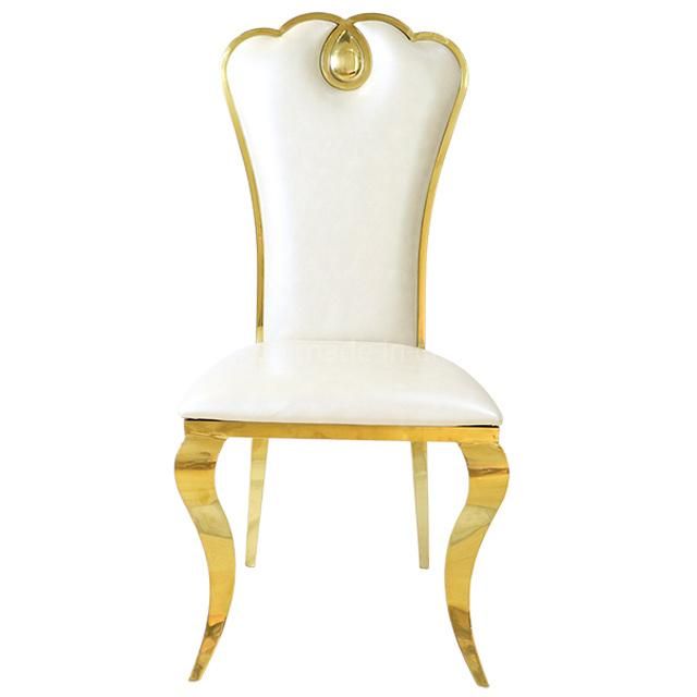 Royal Wedding Party Gold Metal PU Leather Cushion Dining Chair