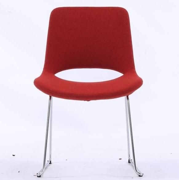 Modern Upholstery Mounded Foam Dining Chair and Steel Base