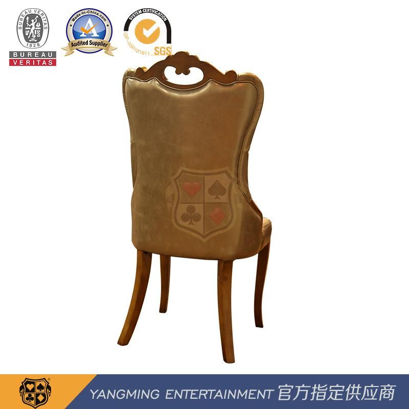 Imitation Leather Hotel Club Dining Chair Oak Handle Poker Casino Table and Chair Ym-Dk06