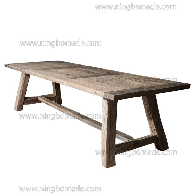 Rough-Hewn Planks Furniture Rustic Nature Reclaimed Oak Farm House Dining Table