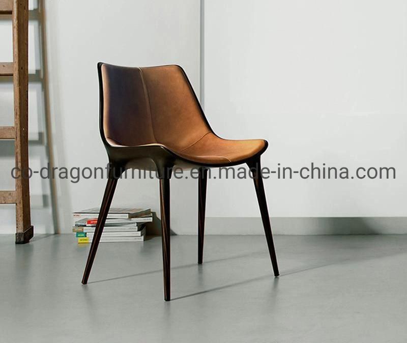 High Quality Home Furniture Glass Steel Dining Chair with Leather