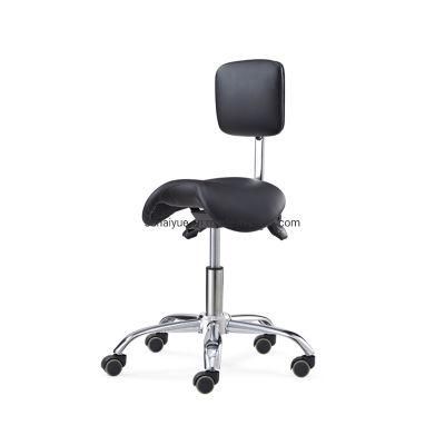 PU Leather Saddle Beauty Hair Salon Hairdresser Stool with Backrest