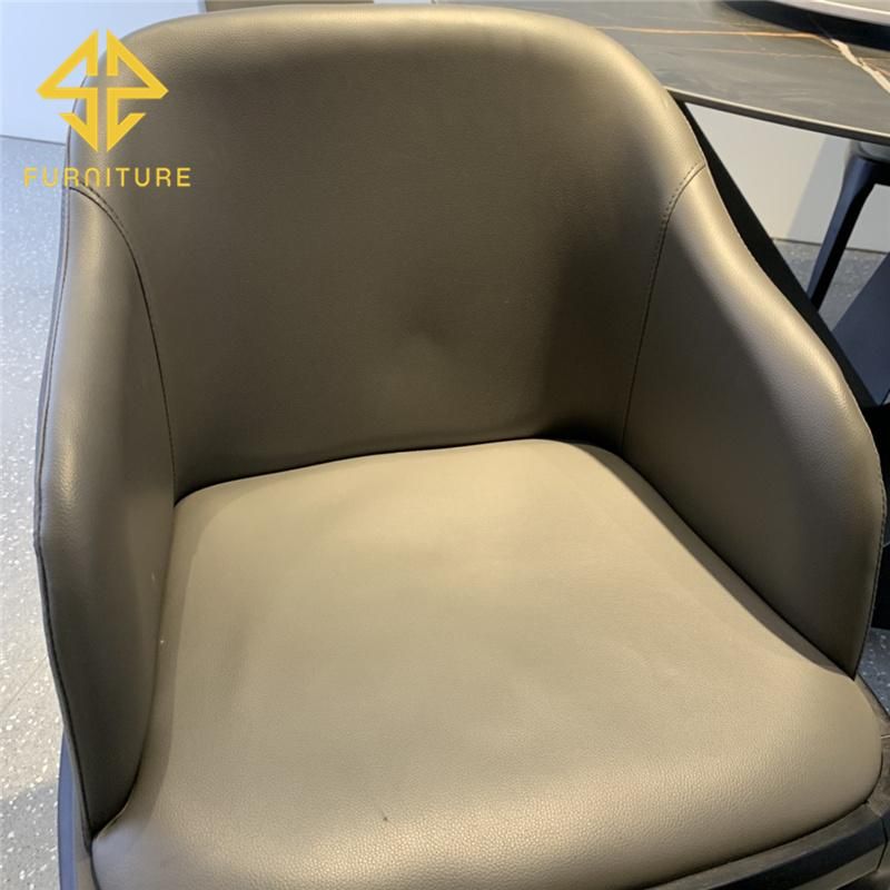 Modern Luxury Metal Frame Leather Dining Chair