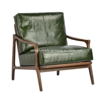 Classical Wooden Frame Leather Recliner Dining Chair