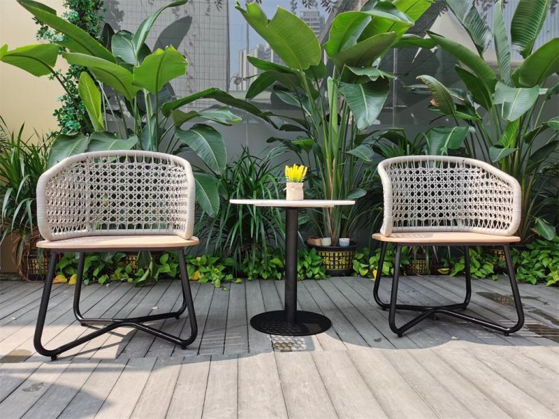 Modern Aluminum Rattan Outdoor Furniture Waterproof Garden Outdoor Coffee Table and Chairs Set