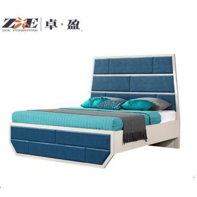 New Furniture China Bedrooms Kd Packing Blue Color Fabric MDF Luxury Bed
