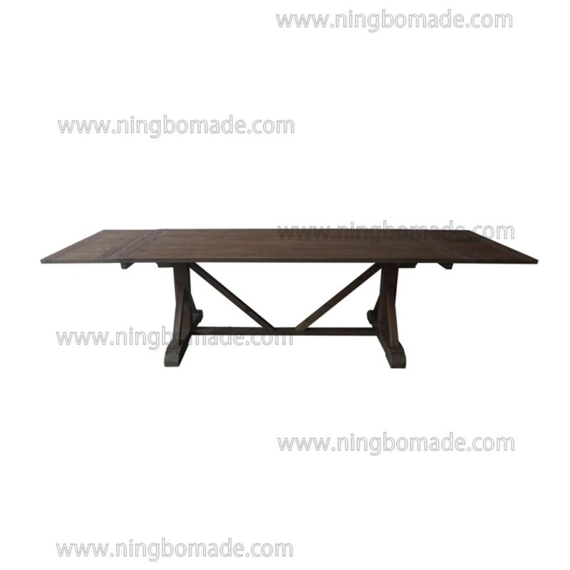 French Classic Provincial Vintage Furniture Antique Nature Reclaimed Wood Reinforced Kd Extension Dining Table