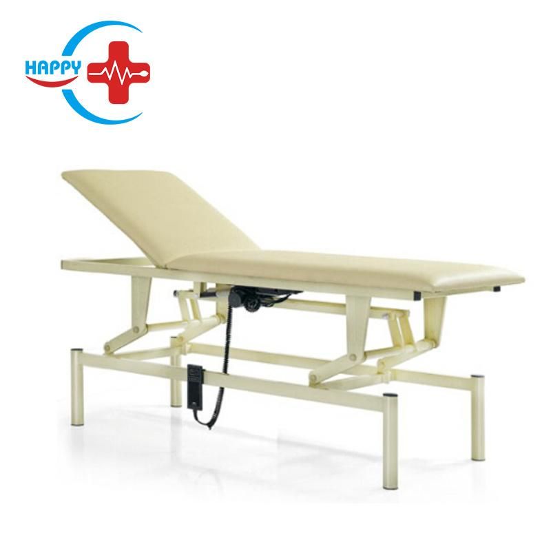 Hc-M018 Competitive Price Hospital Electric Stainless Steel and White Soft Leather Sofa Examination Bed Medical Clinic Patient Electric Examination Couch Bed