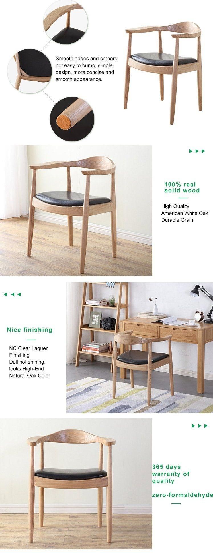 Furniture Modern Furniture Chair Home Furniture Wooden Furniture Wooden Chair Leather Solid Wood Low Round Back Cafe Furniture Dining Chair with Wooden Leg