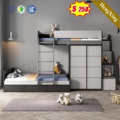 Hot Sale Modern Home Bedroom Furniture Wooden Bunk Beds Double Size Children Bed with Wardrobe