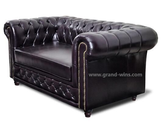 Luxury Leather Chesterfield Sofa Set for Hotel Bedroom