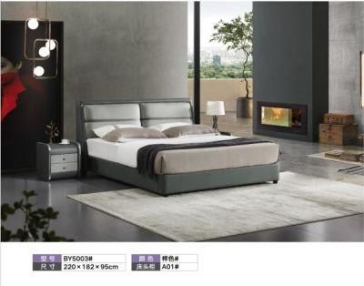 Cheap Modern Wooden Home Hotel Bedroom Furniture Bedroom Set Wall Sofa Double Bed Leather King Bed (UL-BE5003)