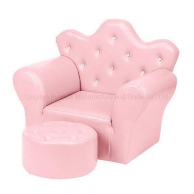 Whole Sale Kids Sofa, PVC Leather Princess Sofa with Embedded Crystal, Upholstered Children Armchair with Ottoman, Gift for Toddlers Girls Boys