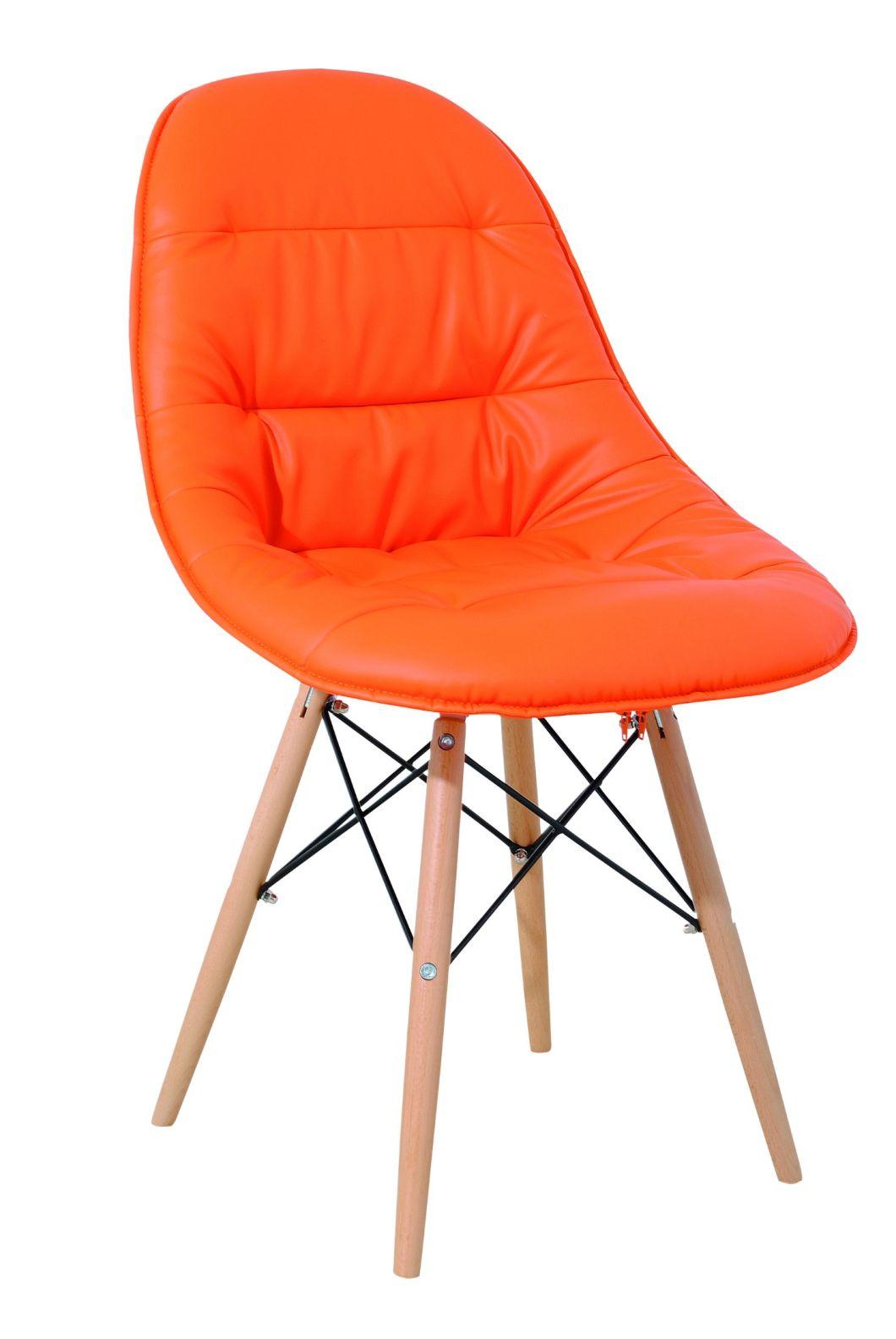 Orange PU with Wood Legs Bar Stool