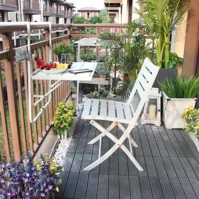 Outdoor Small Balcony of Iron Tube Rectangle Table Chair with Metal Stand