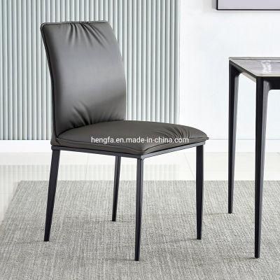 High Quality Household Furniture Modern Leather PU Dining Chairs with Metal Legs