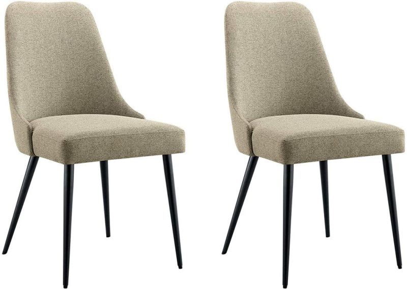 Modern Velvet Fabric Upholstered Metal Gold Leg Dining Chair Ottoman Chairs
