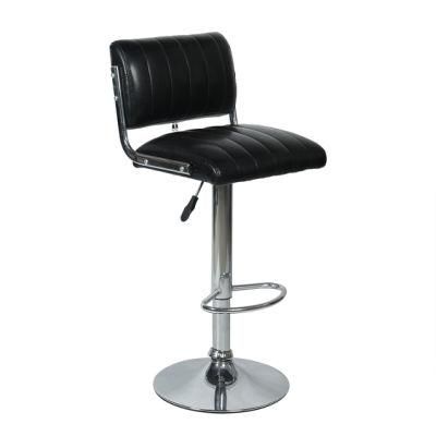 Black PU Chrome Footrest Chrome Base Bar Stool