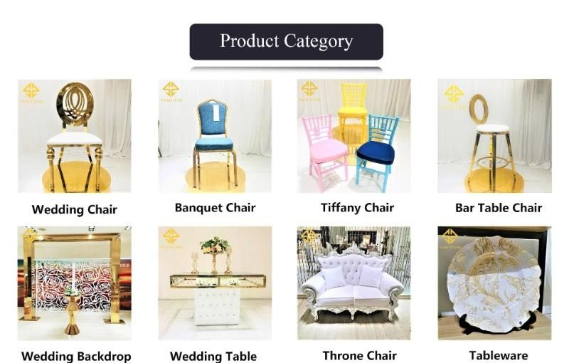 Wholesale Luxury Wedding Furniture Gold Stainless Steel Hotel Restaurant Chair