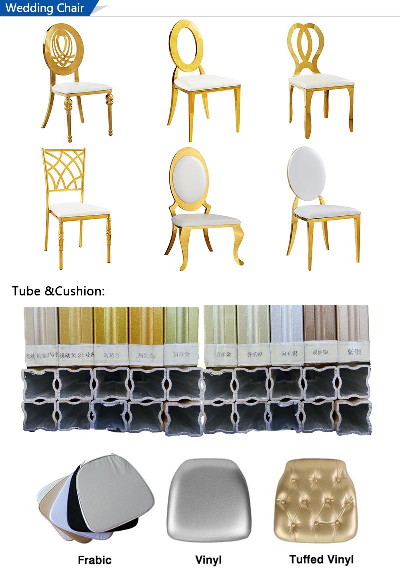 Luxury Dining Room Furniture Special Back White Leather Gold Stainless Steel Banquet Chair