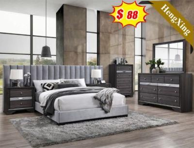 Modern Luxury Villa Bedroom Furniture Fabric Leather Customized Double Beds