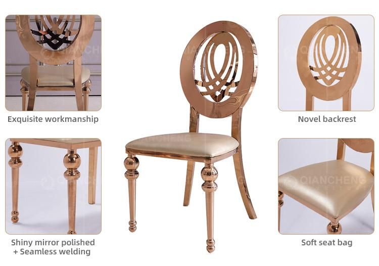 Factory Price Round Mirror Gold Back Hotel Banquet Event Party Stainless Steel Wedding Chair