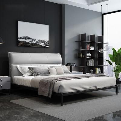 Minimalist Deisg Bed Room Furniture Bedroom Set Leather Backrest Bedroom Slat Bed Factory Wholesale Price