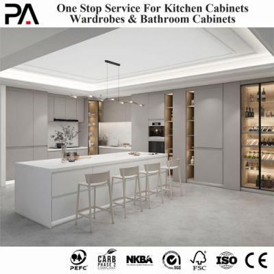 PA Handleless Light Gray Glossy Storage Cabinets Kitchen Furniture Design Kitchen Cabinet Modern Kitchen Cabinet
