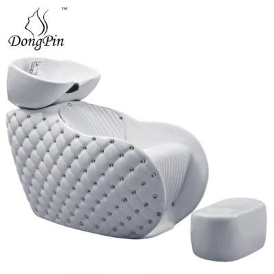 Hair Salon Equipment Backwash Shampoo Unit Bed Reclining Shampoo Chair with Ceramic Bowl